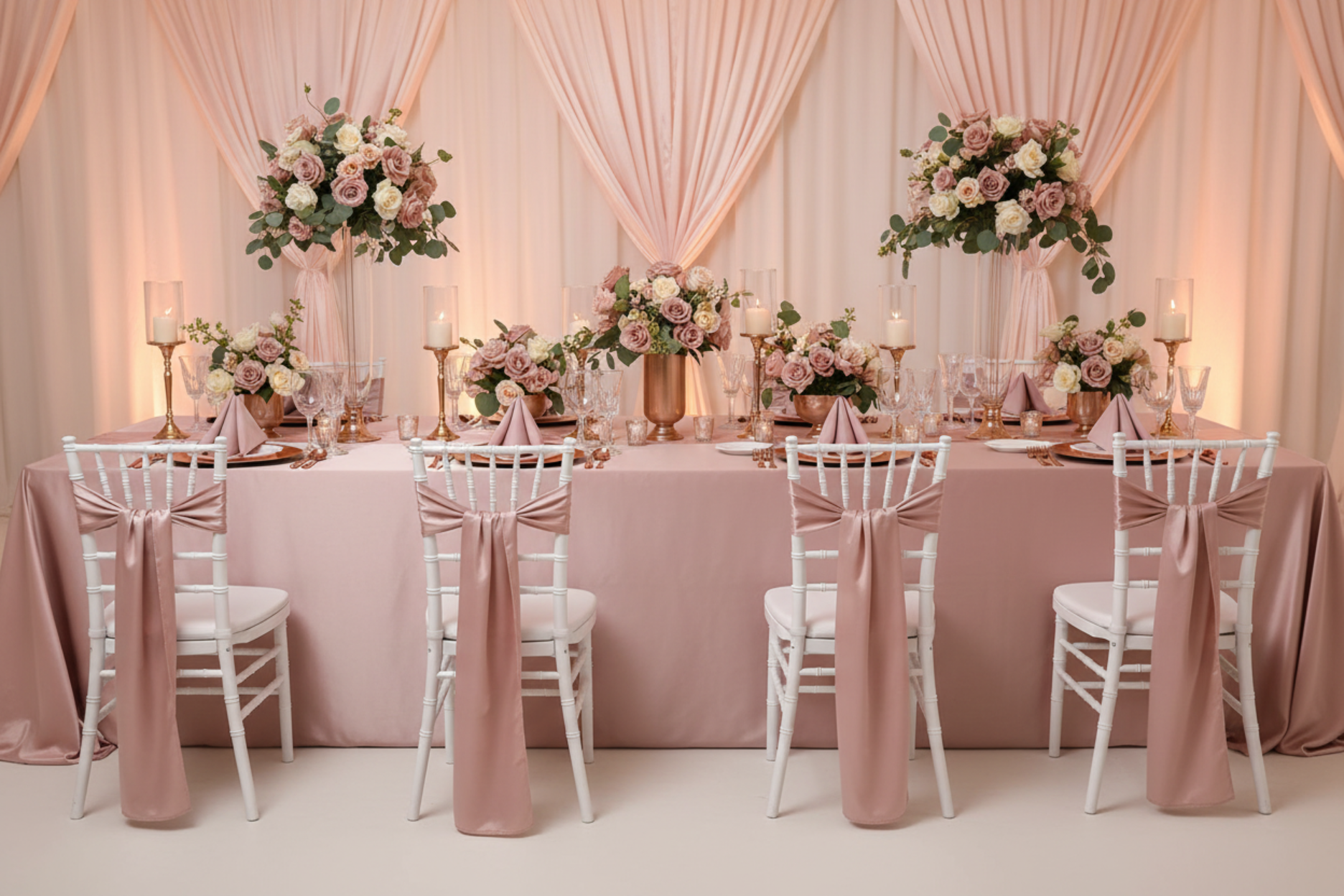 ballroom gala with Premium Polyester Napkin 20"x20" - Dusty Rose/Mauve
