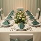 dinner setup with Premium Polyester Napkin 20"x20" - Eucalyptus 