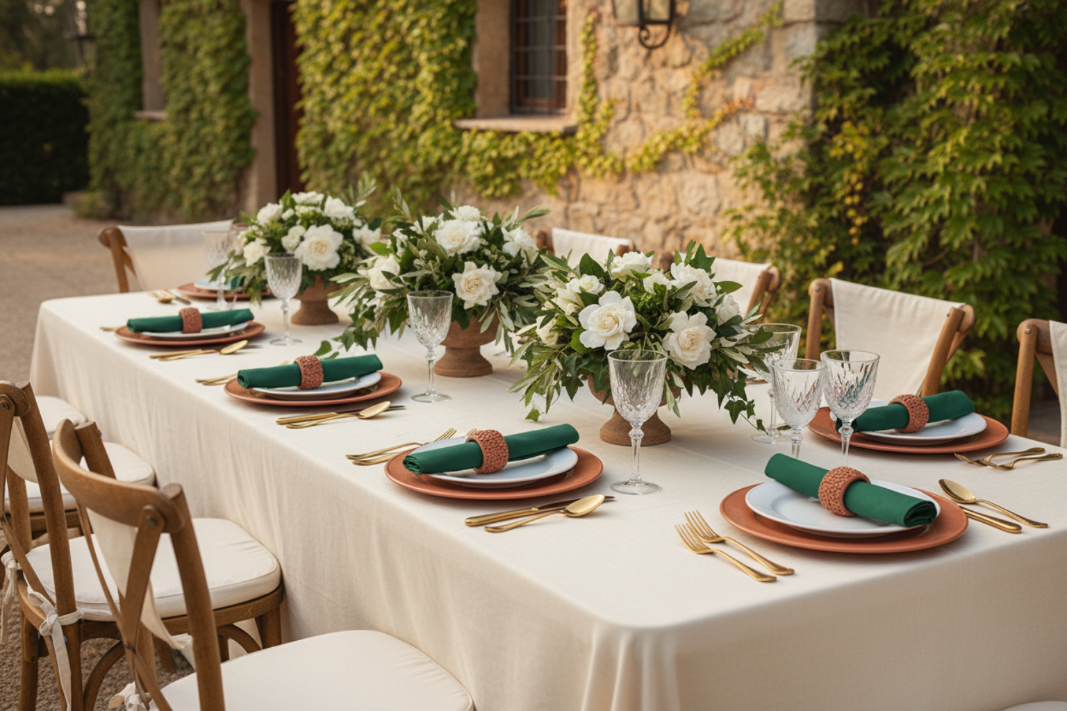 outdoor garden wedding with Premium Polyester Napkin 20"x20" - Forest Green