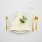 top view table setup with Premium Polyester Napkin 20"x20" - Ivory