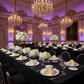 corporate after party dinner setup with Premium Polyester Napkin 20"x20" - Ivory