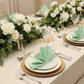 Premium Polyester Napkin 20"x20" - Mint Green on gold charger plate | white dinner plate | crinkle tablecloth | wine goblet | flower premade runner 