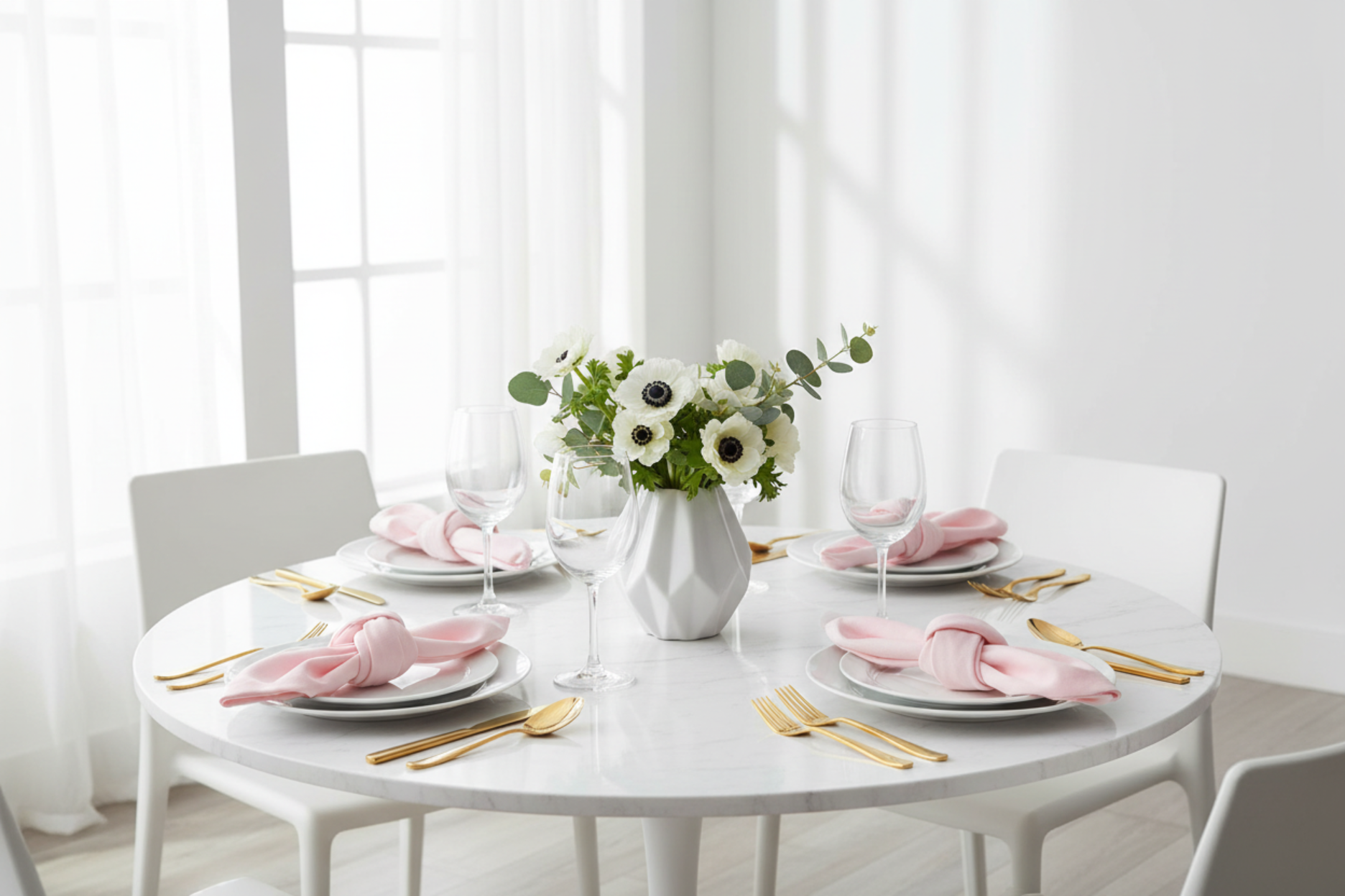 indoor lunch with Premium Polyester Napkin 20"x20" - Pastel Pink