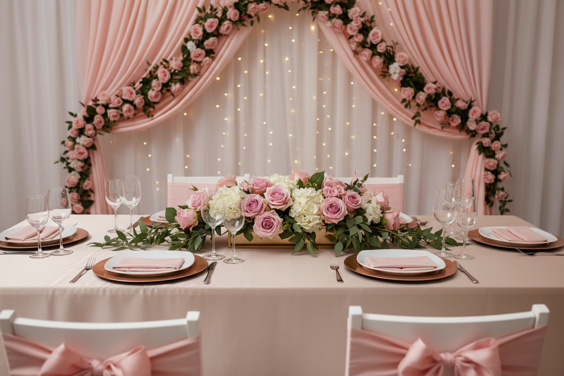 engagement setup with Premium Polyester Napkin 20"x20" - Pink
