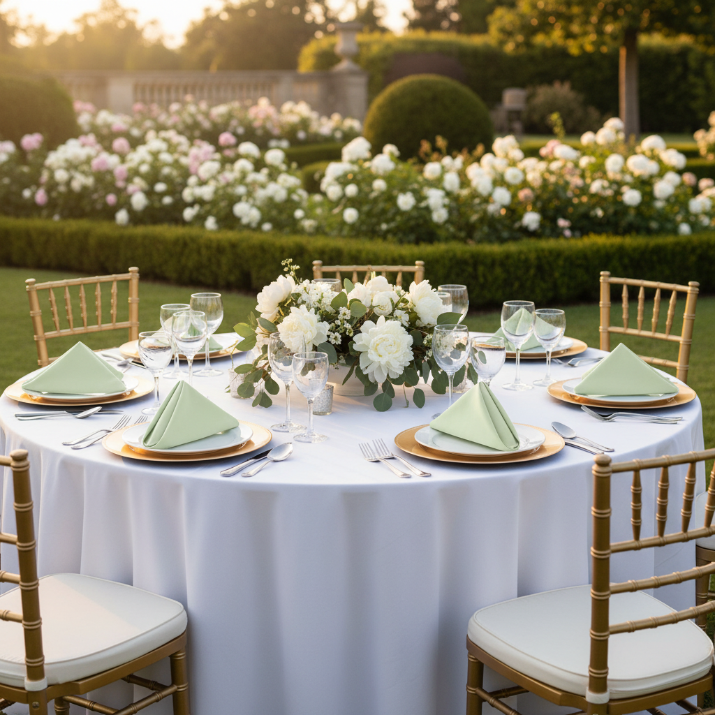 outdoor garden wedding with Premium Polyester Napkin 20"x20" - Sage Green