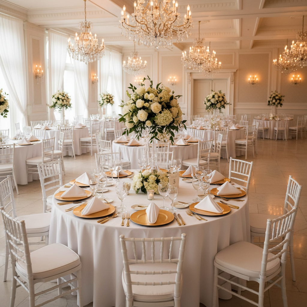 wedding reception with Premium Polyester Napkin 20"x20" - White