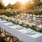 outdoor garden wedding reception with Premium Polyester Napkin 20"x20" - White