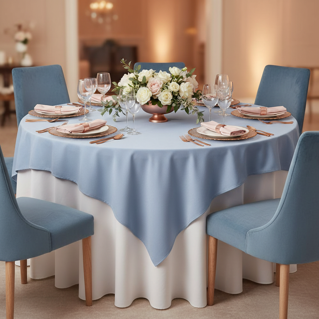 Premium Polyester Square 54" Overlay/Tablecloth - Dusty Blue