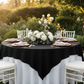 outdoor garden brunch with Premium Polyester Square 72" Overlay/Tablecloth - Black