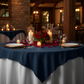 Premium Polyester Square 72" Overlay/Tablecloth - Navy Blue | tablecloth | charger plate | wine goblet | dinner plate |