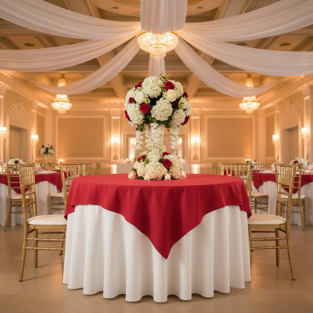 Premium Polyester Square 72" Overlay/Tablecloth - Red | tablecloth | 
