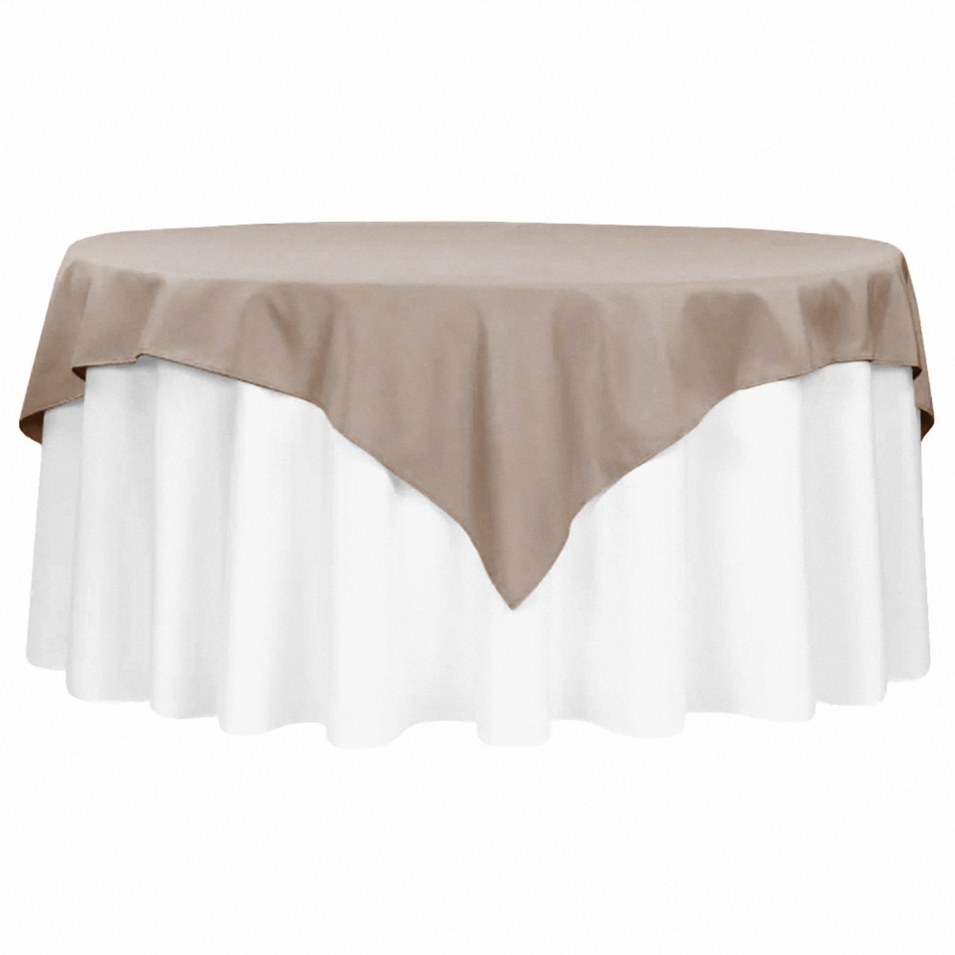 Premium Polyester Square 72" Overlay/Tablecloth Taupe front-view