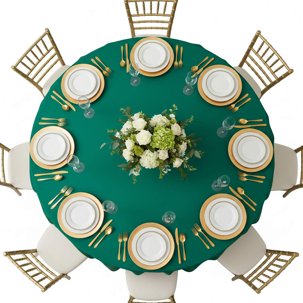 Premium Polyester Square 90"x90" Overlay/Tablecloth - Emerald Green