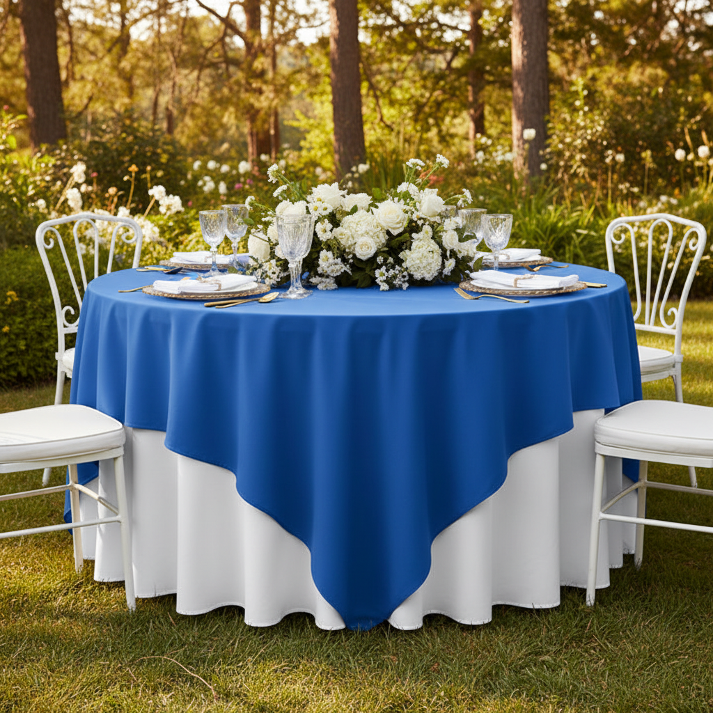 Premium Polyester Square 90"x90" Overlay/Tablecloth - Royal Blue