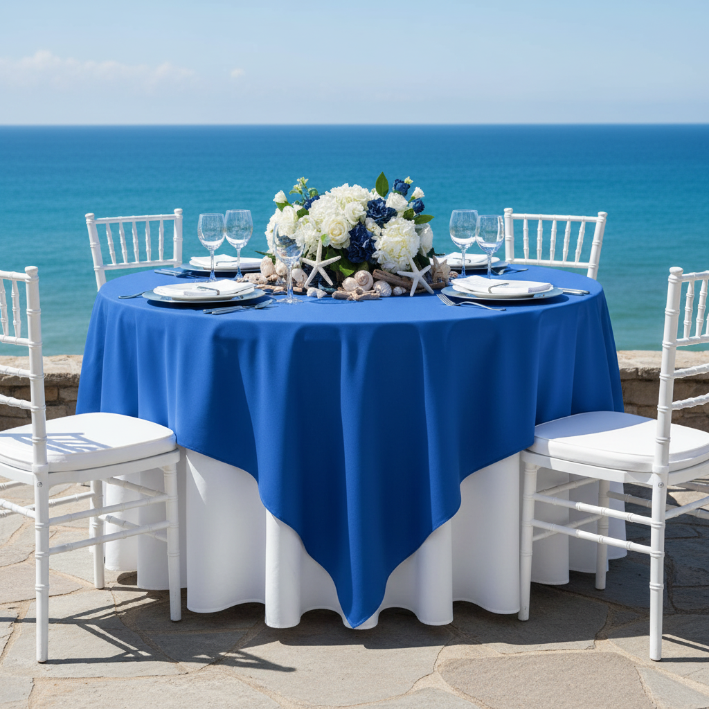 Premium Polyester Square 90"x90" Overlay/Tablecloth - Royal Blue