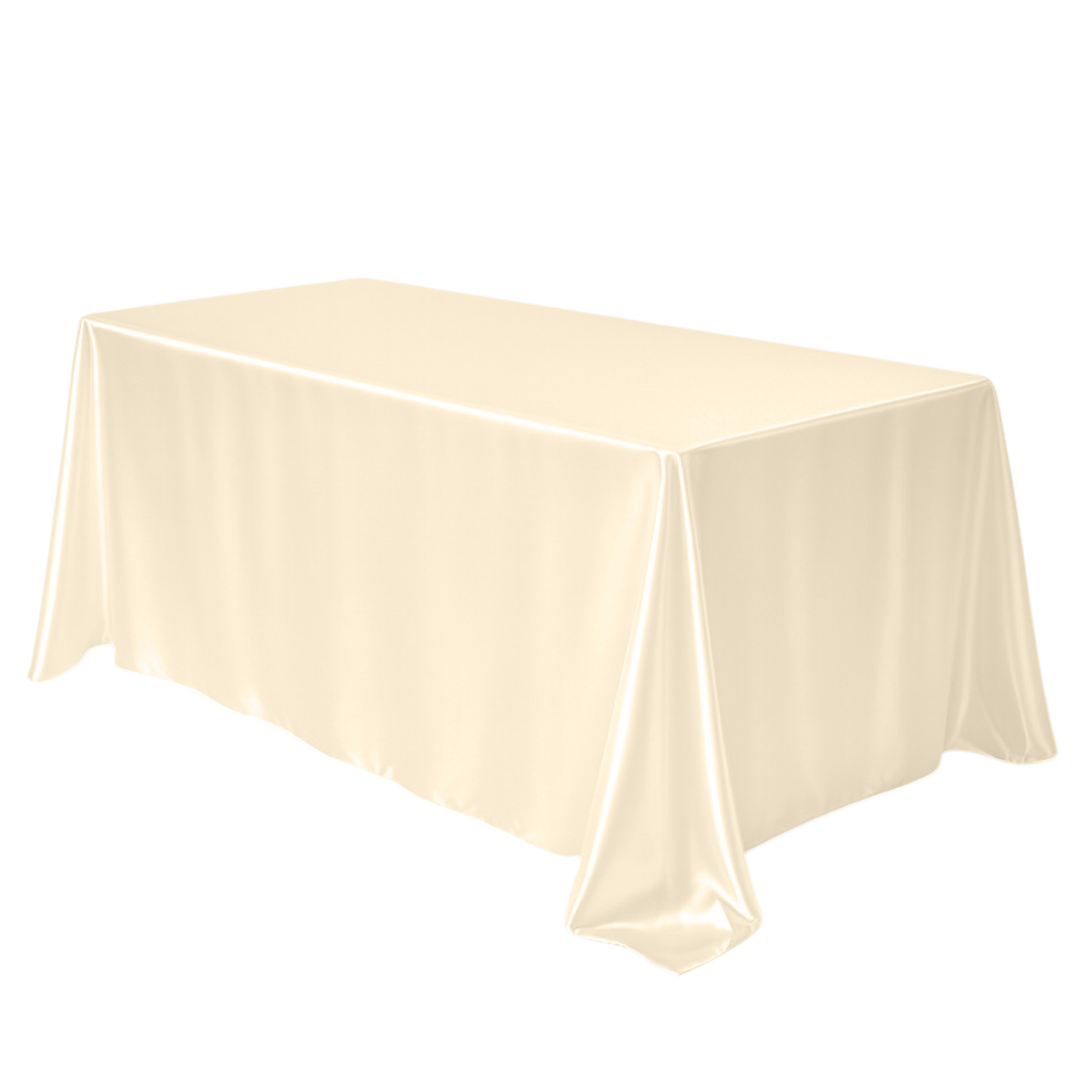 Premium Satin (Wrinkle-Resistant) King 108"x156" Rectangular Tablecloth Champagne angled view