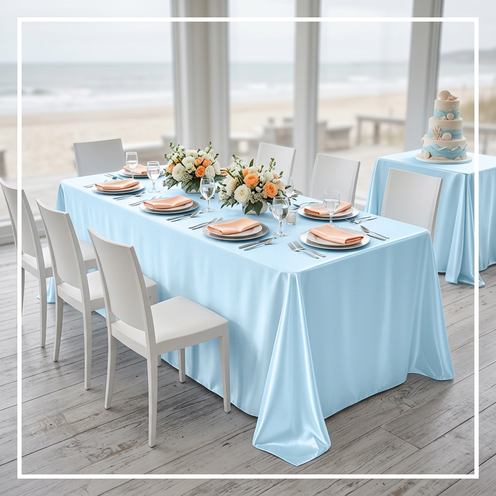 Baby blue premium satin 90x132 birthday table