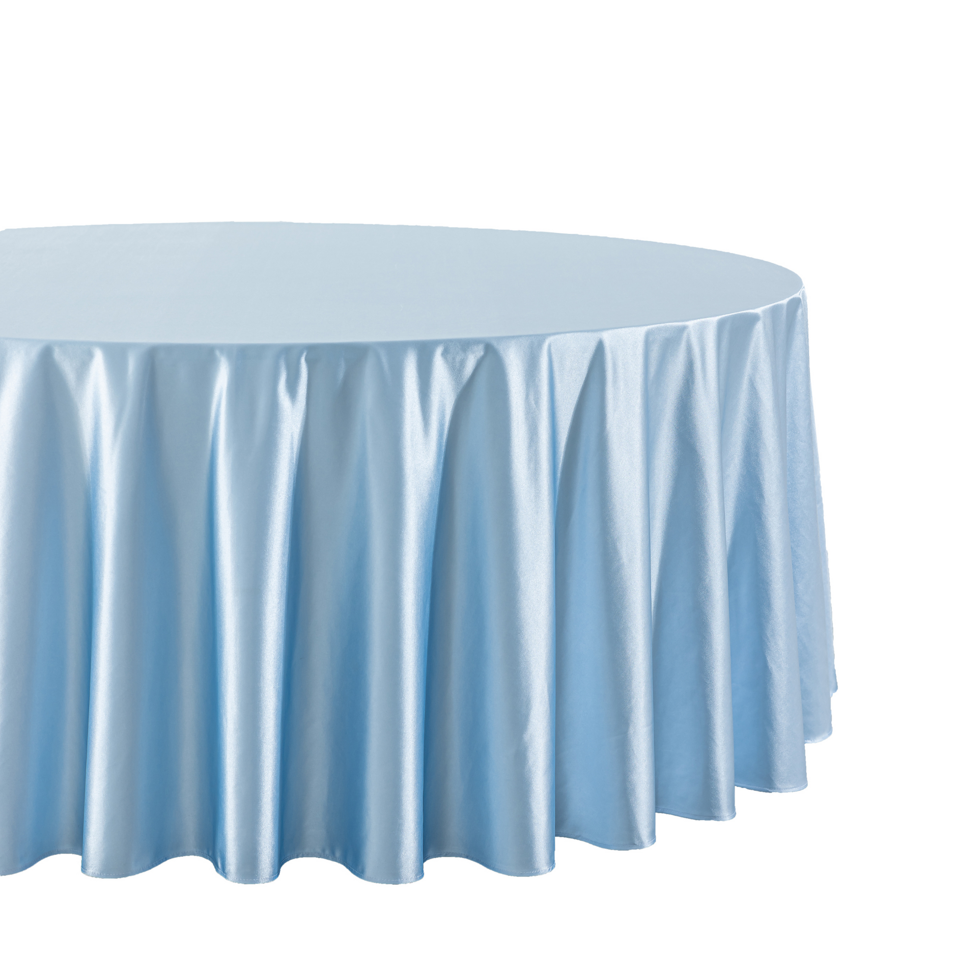 Premium Satin (Wrinkle-Resistant) 108" Round Tablecloth Baby Blue close up