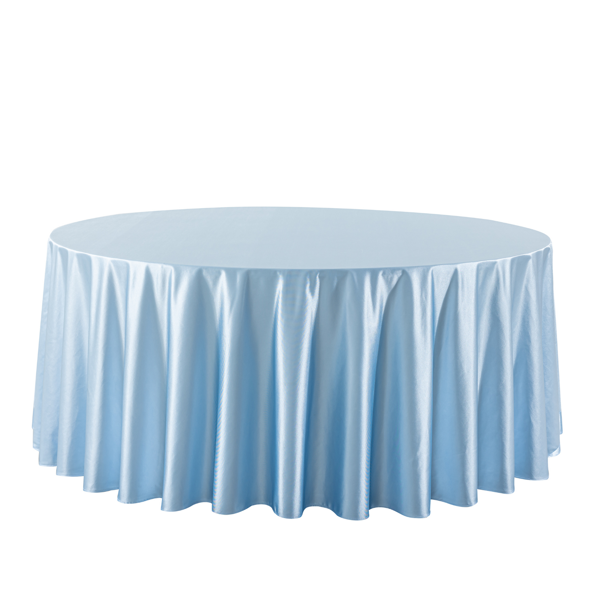 Premium Satin (Wrinkle-Resistant) 108" Round Tablecloth Baby Blue full view