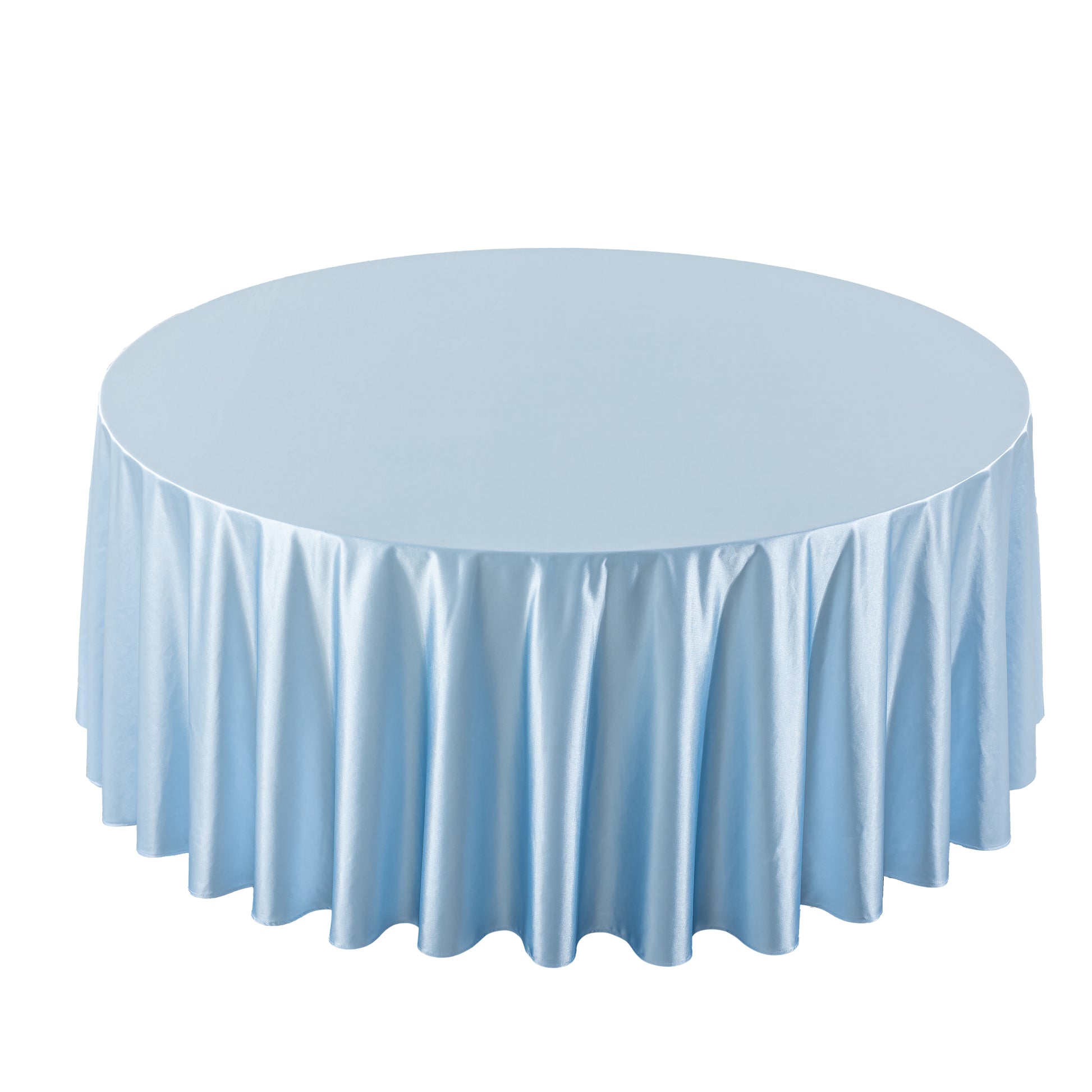 Premium Satin (Wrinkle-Resistant) 108" Round Tablecloth Baby Blue top view