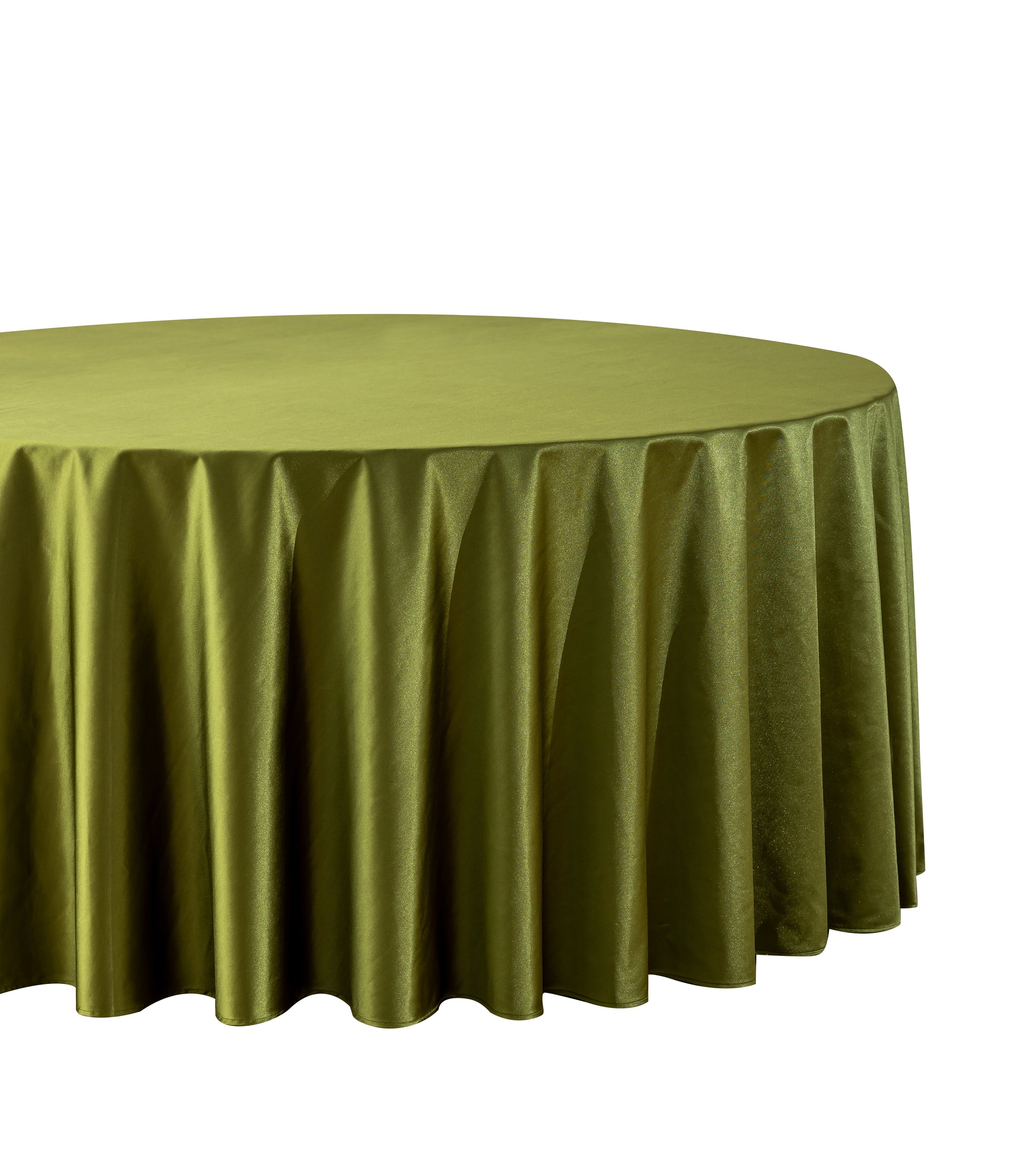 Premium Satin (Wrinkle-Resistant) 108" Round Tablecloth - Olive Green Close Up