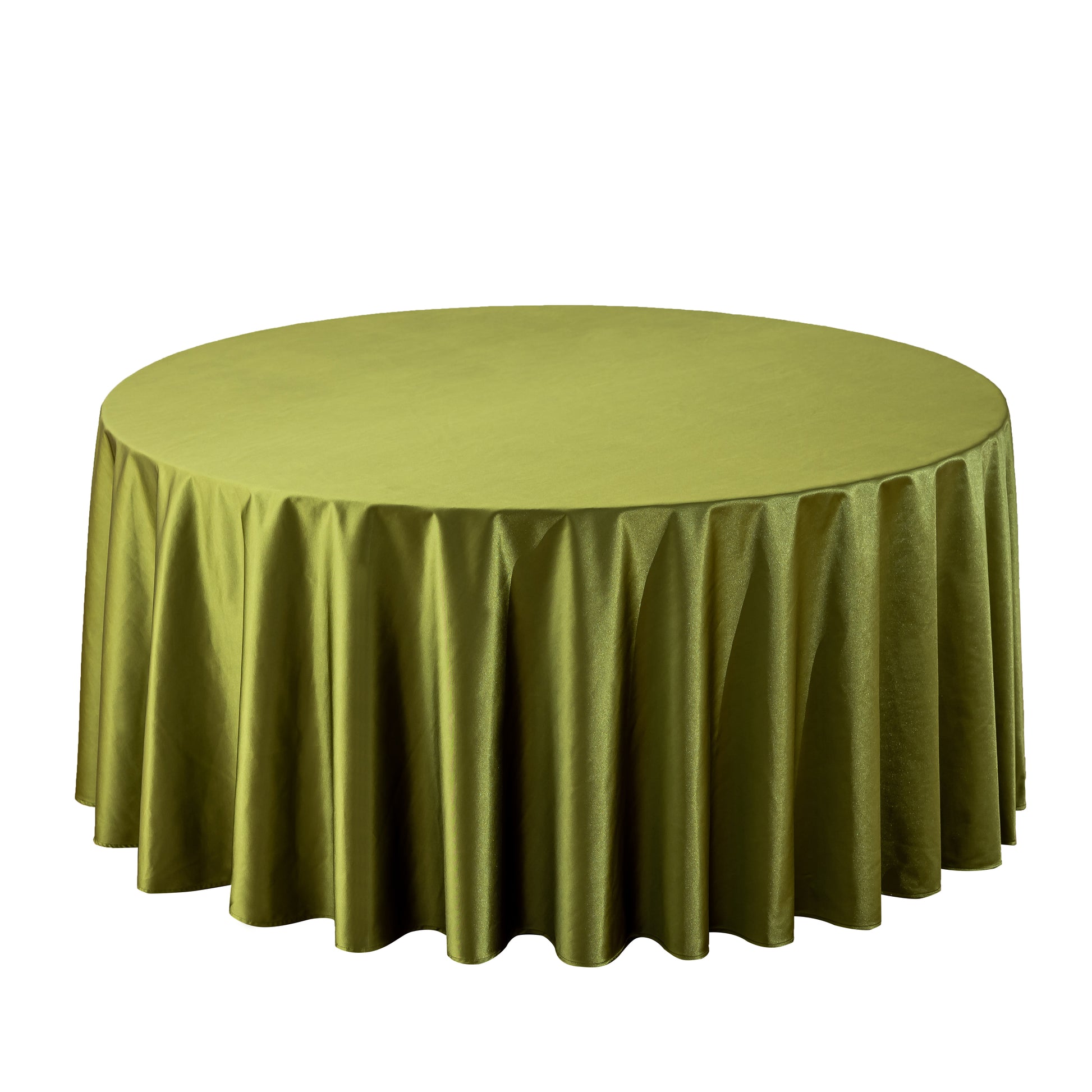 Premium Satin (Wrinkle-Resistant) 108" Round Tablecloth - Olive Green White background