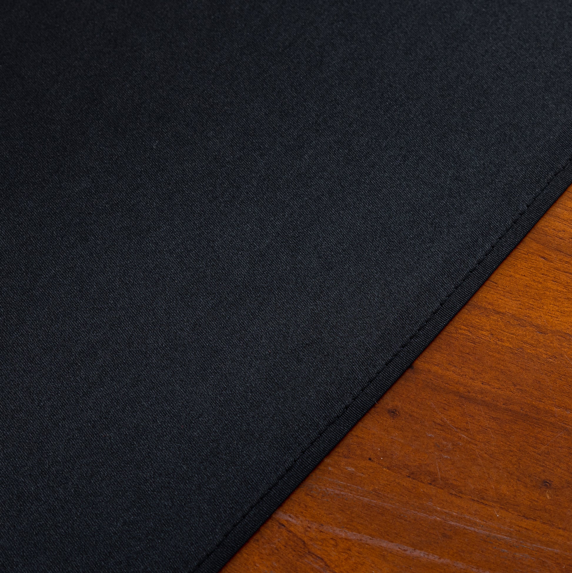 Premium Satin (Wrinkle-Resistant) King 108"x156" Rectangular Tablecloth Black hemmed finish
