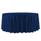 Wrinkle free satin 120" Round Tablecloth Navy Blue front view
