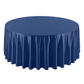 Wrinkle free satin 120" Round Tablecloth Navy Blue top view
