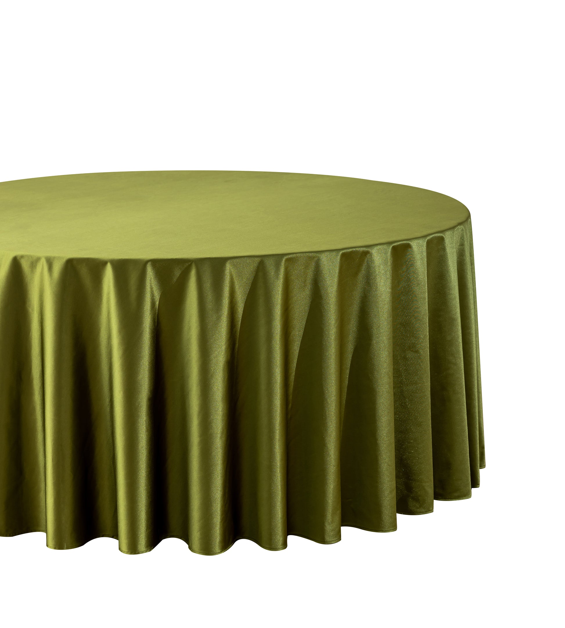 Premium Satin (Wrinkle-Resistant) 120" Round Tablecloth - Olive Green Close Up