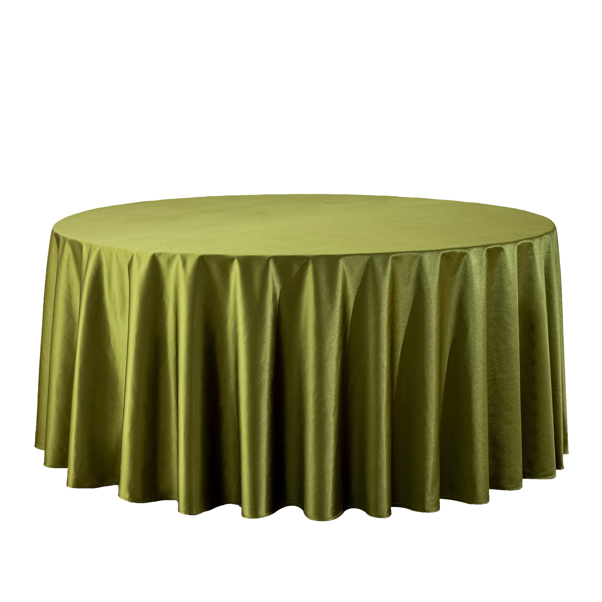 Premium Satin (Wrinkle-Resistant) 120" Round Tablecloth - Olive Green White background