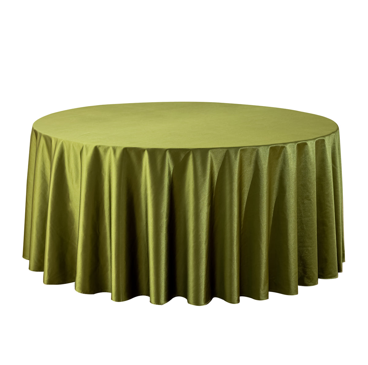 Premium Satin (Wrinkle-Resistant) 132" Round Tablecloth - Olive Green White background