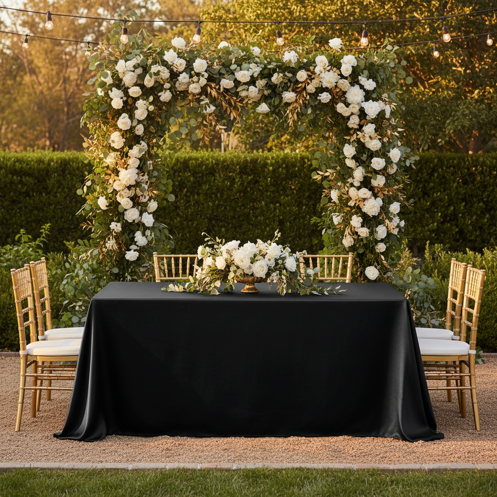 Premium Satin (Wrinkle-Resistant) 90"x156" Rectangular Tablecloth - Black