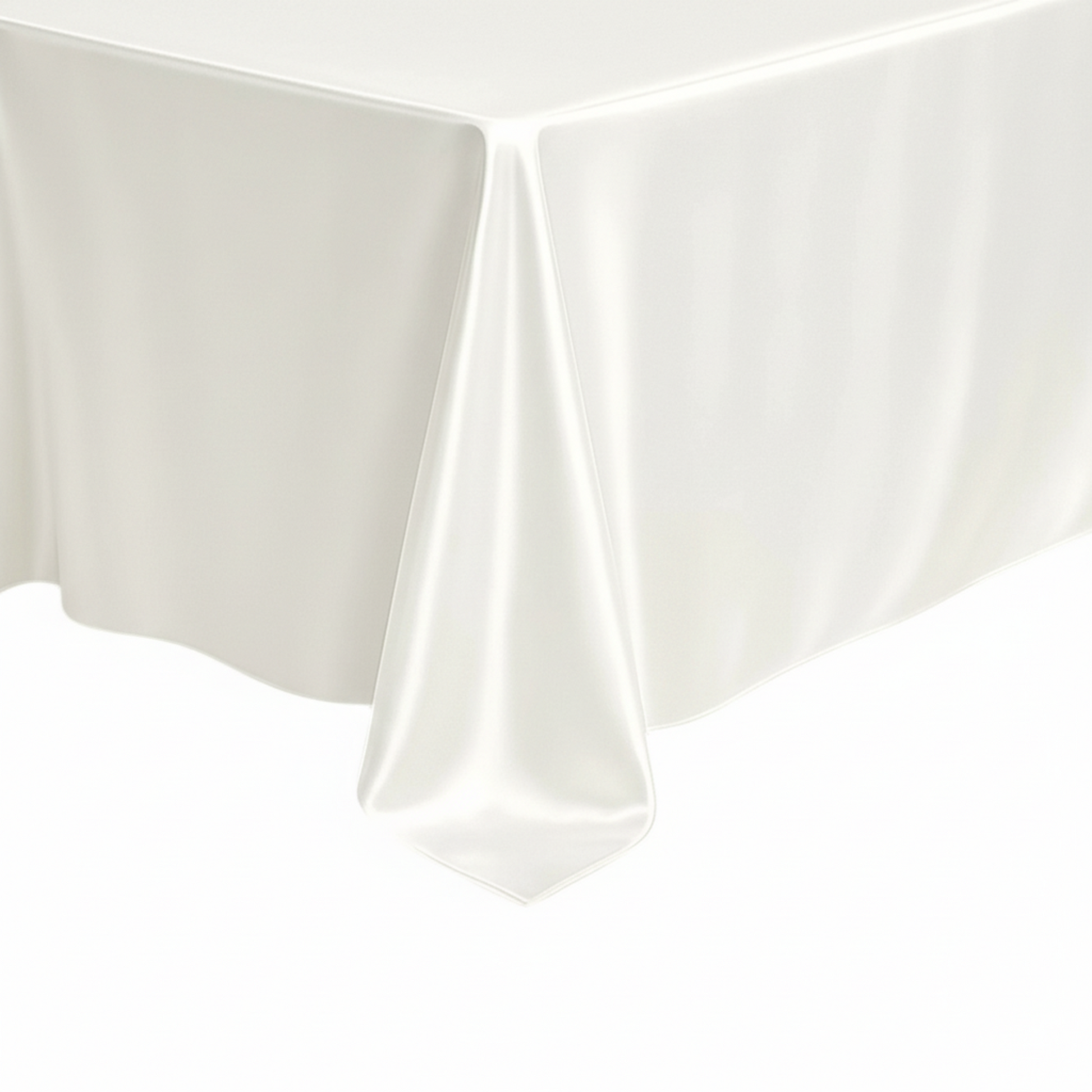  Premium Satin (Wrinkle-Resistant) King Rectangular Tablecloth - Ivory corner close up