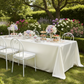 Outdoor Garden Tea Party with Premium Satin (Wrinkle-Resistant) King 108"x156" Rectangular Tablecloth - Ivory
