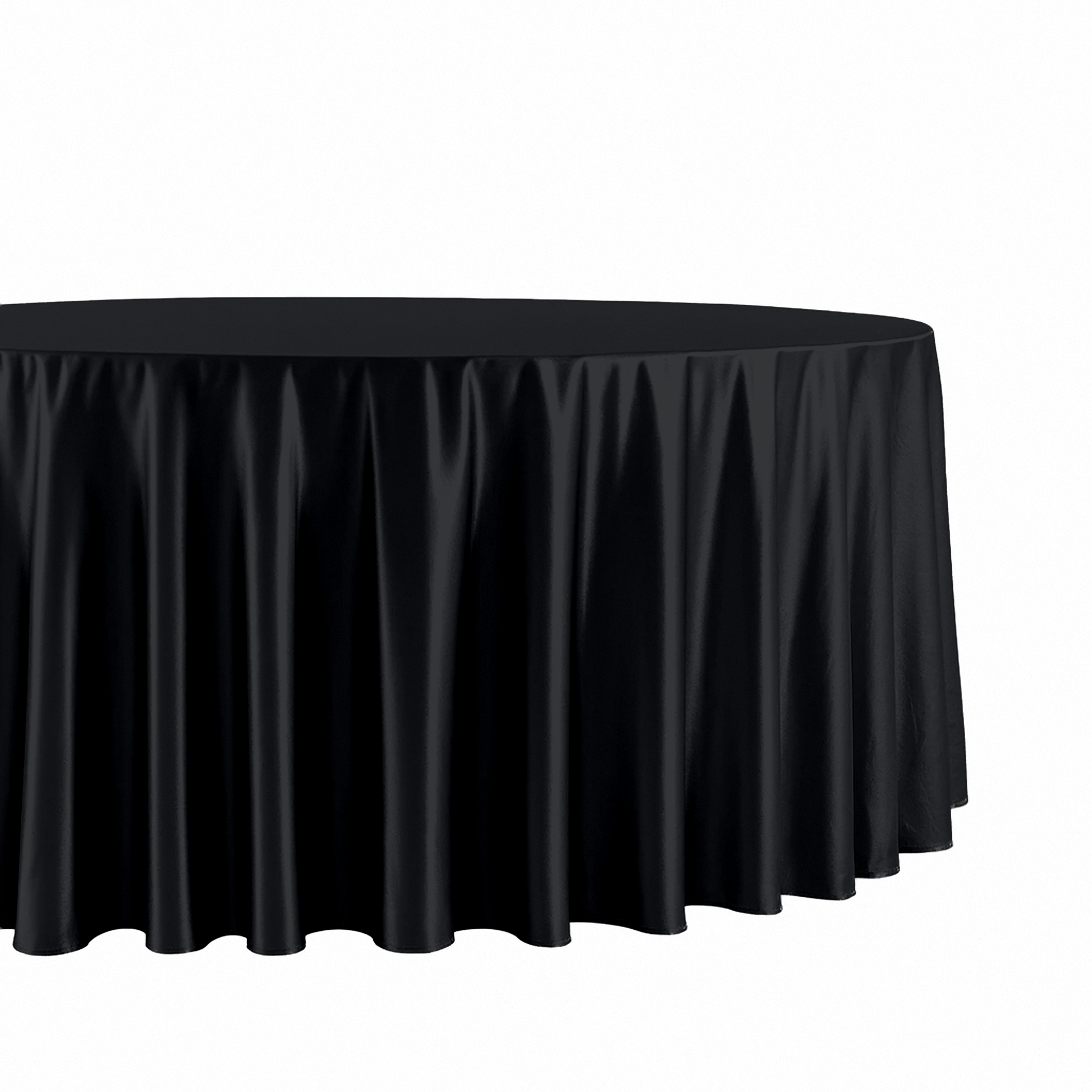 Premium Satin (Wrinkle-Resistant) Round Tablecloth Black close up