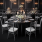 Black and silver elegant dinner with Premium Satin (Wrinkle-Resistant) Round Tablecloth Black