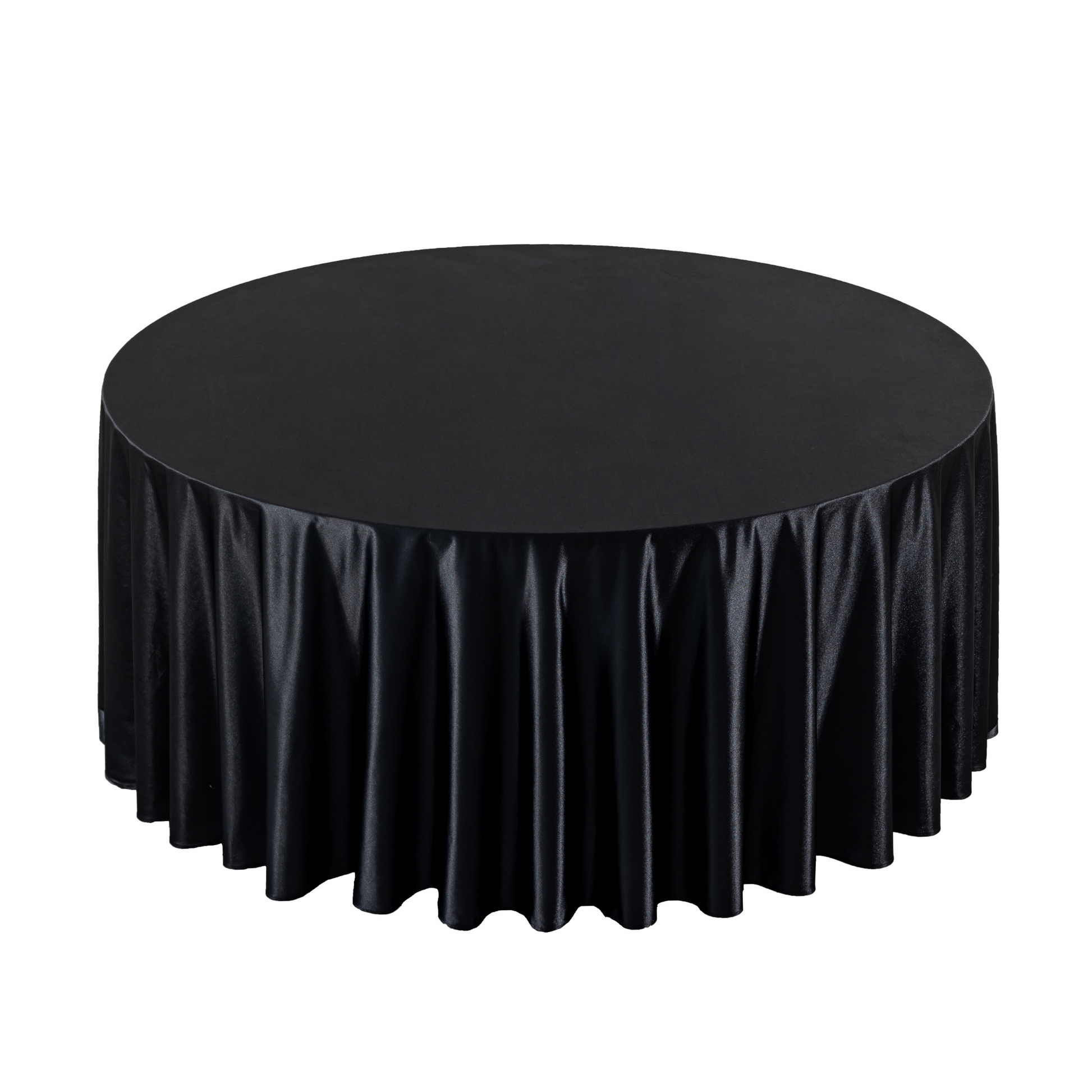 Premium Satin (Wrinkle-Resistant) 132" Round Tablecloth - Black
