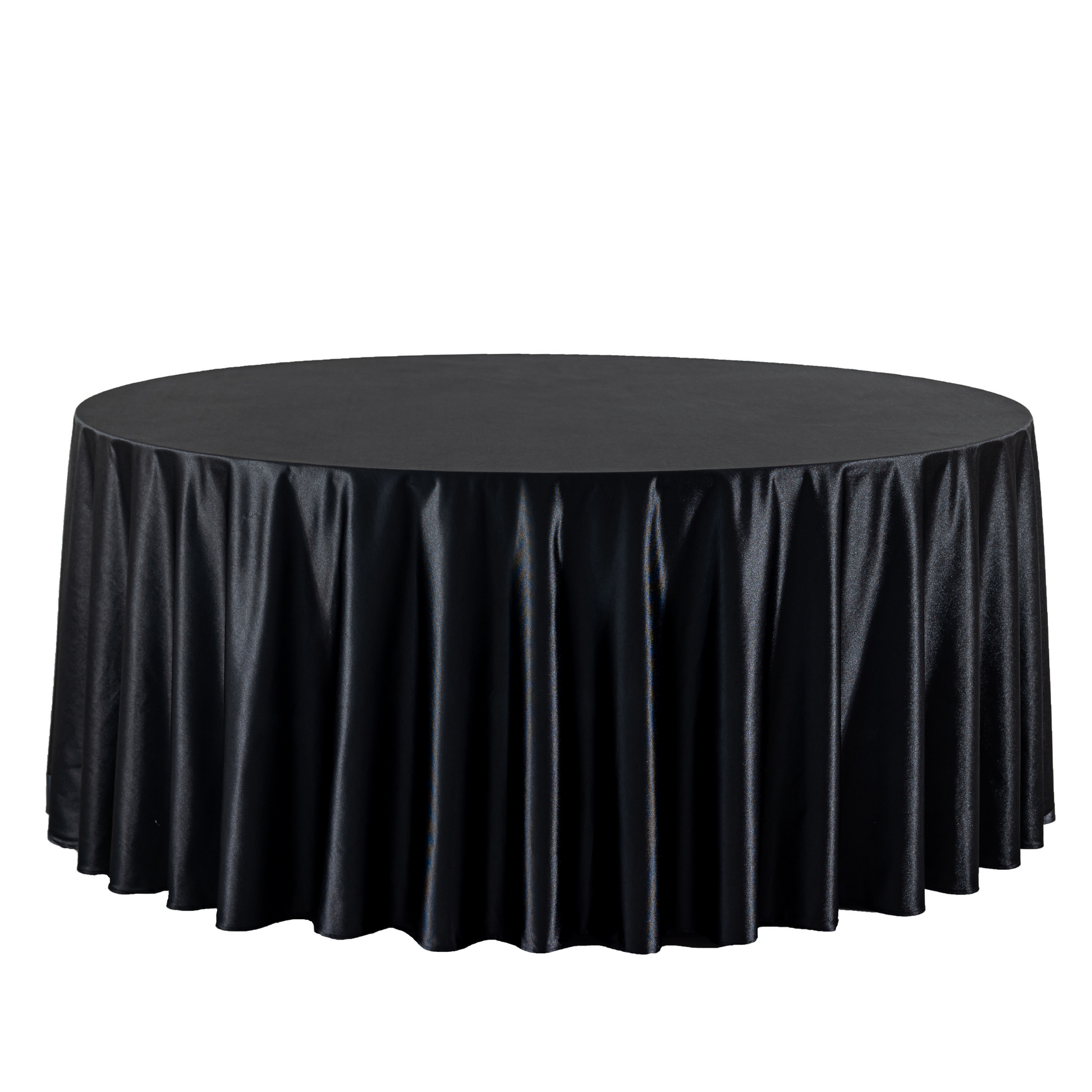 Premium Satin (Wrinkle-Resistant) 120" Round Tablecloth - Black