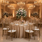 Glamorous ballroom wedding with Premium Satin (Wrinkle-Resistant) Round Tablecloth Champagne