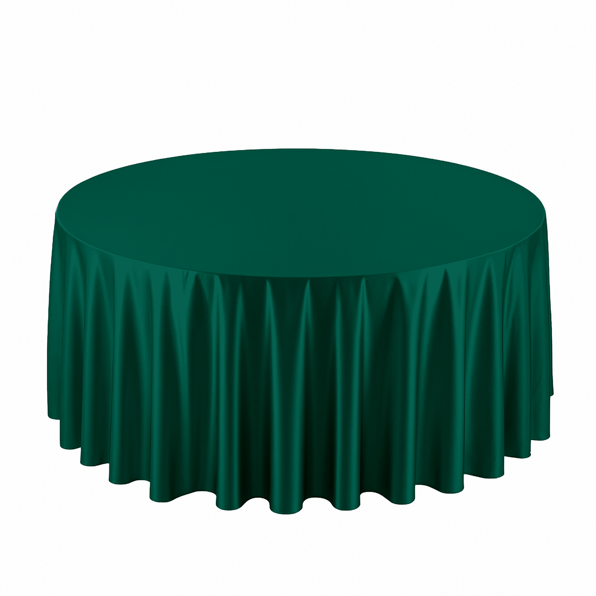 Premium Satin (Wrinkle-Resistant) Round Tablecloth Emerald Green birds eye view
