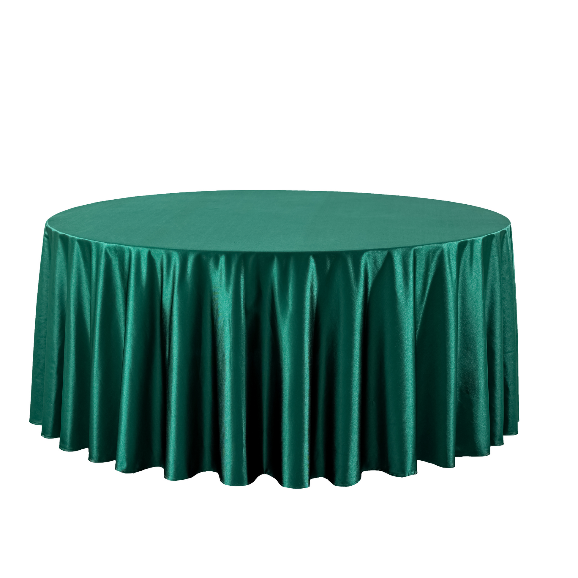 Premium Satin (Wrinkle-Resistant) 132" Round Tablecloth - Emerald Green
