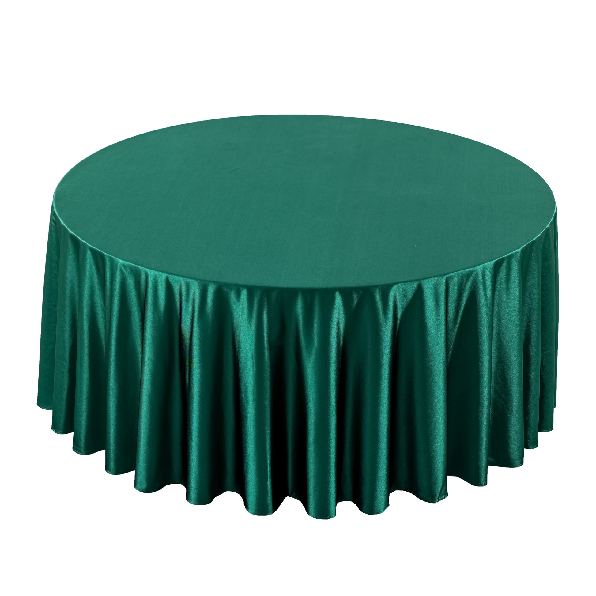 Premium Satin (Wrinkle-Resistant) 132" Round Tablecloth - Emerald Green
