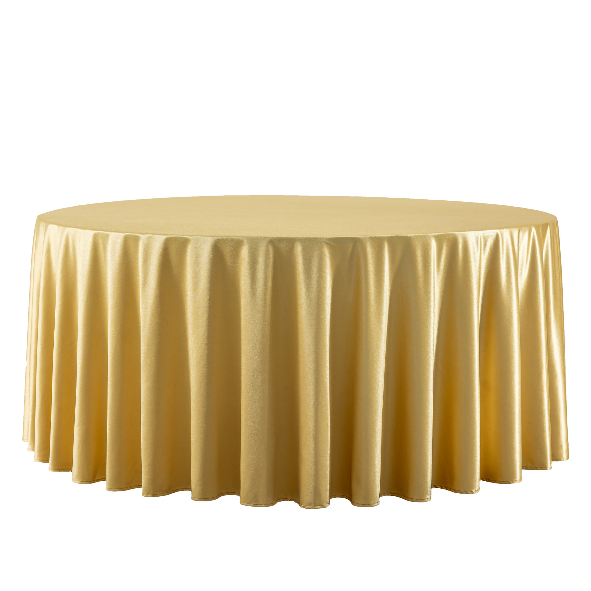 Premium Satin (Wrinkle-Resistant) 132" Round Tablecloth - Gold Antique