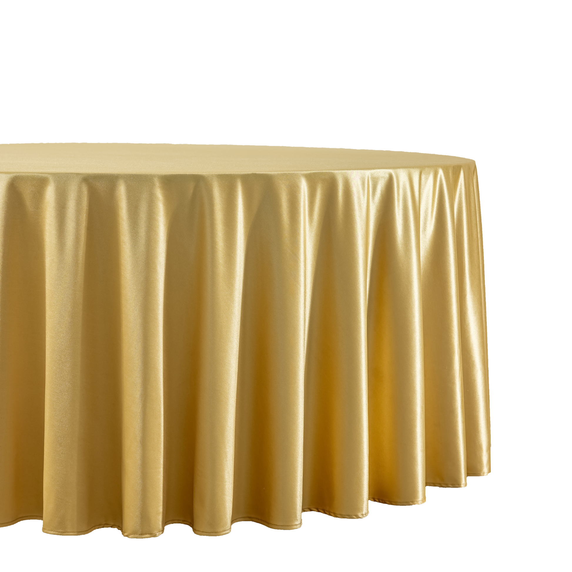 Premium Satin (Wrinkle-Resistant) 132" Round Tablecloth - Gold Antique