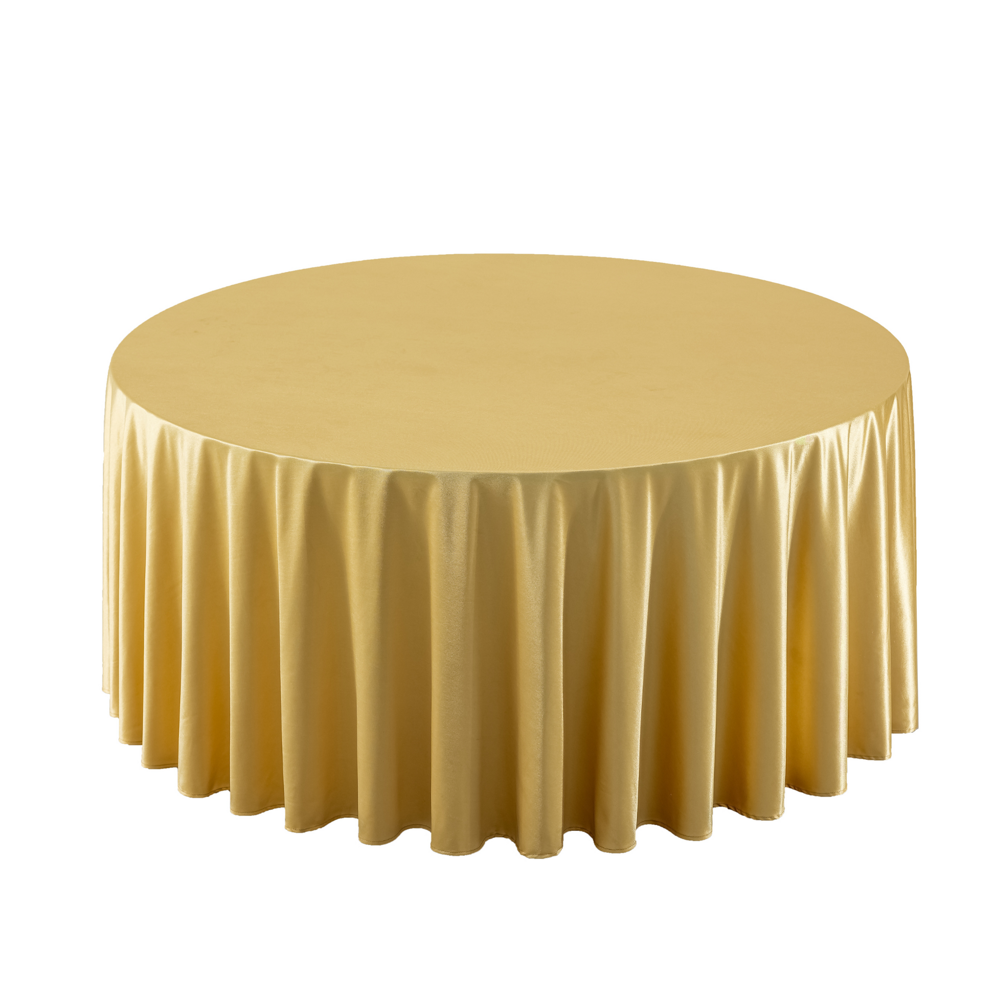 Premium Satin (Wrinkle-Resistant) 132" Round Tablecloth - Gold Antique