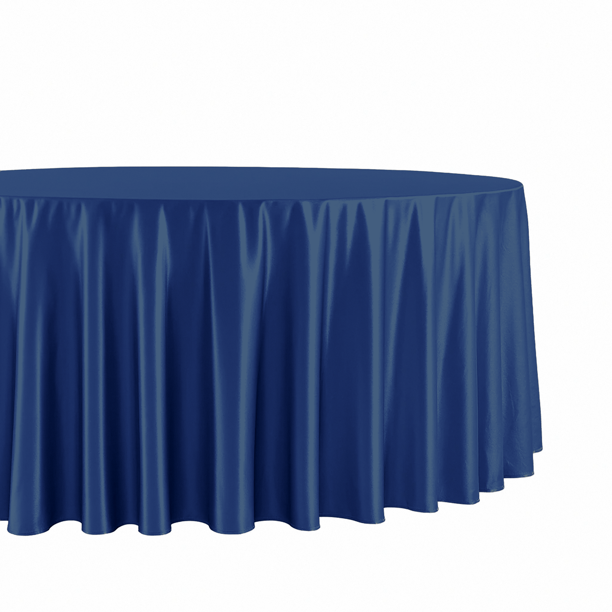 Premium Satin (Wrinkle-Resistant) Round Tablecloth Navy Blue close up
