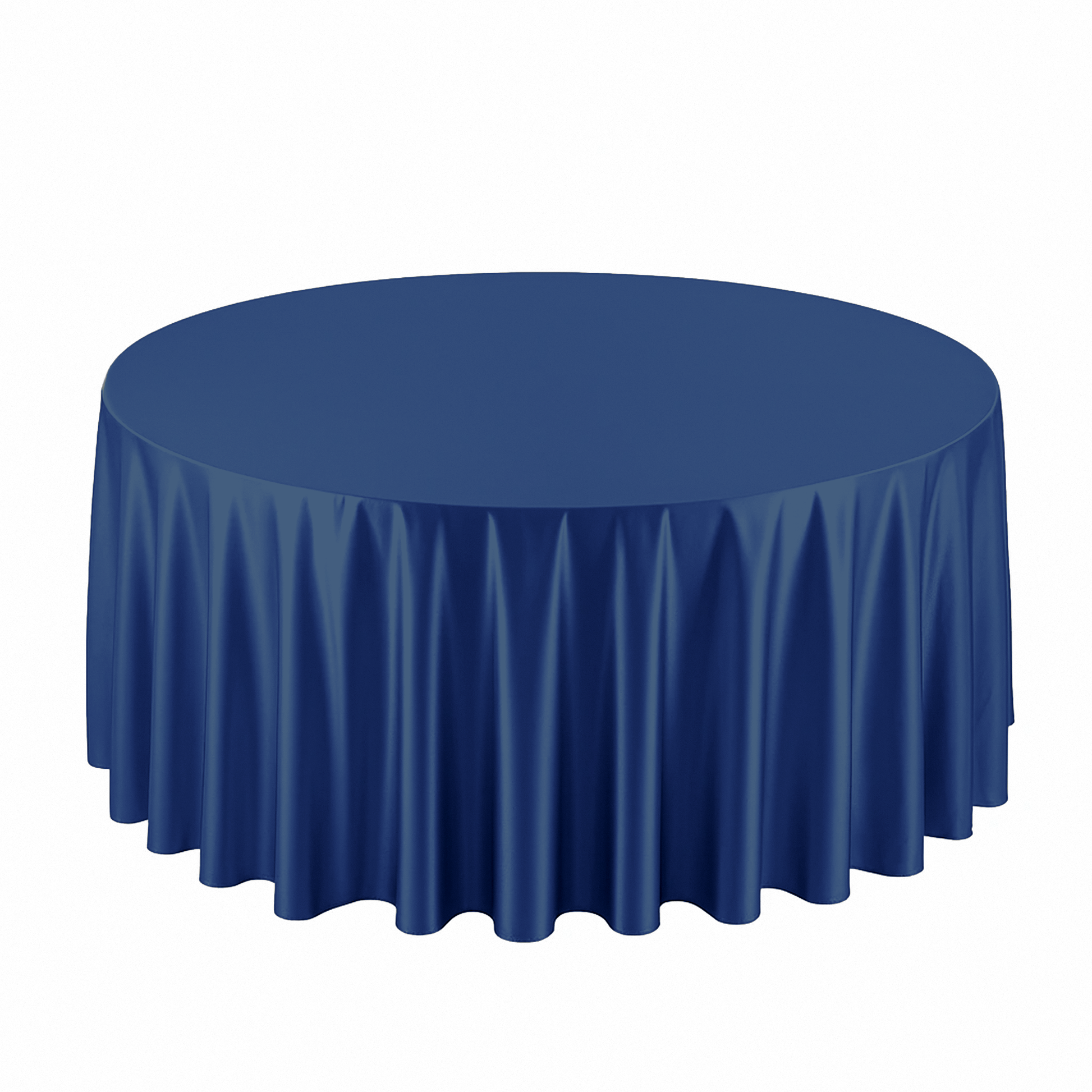 Premium Satin (Wrinkle-Resistant) Round Tablecloth Navy Blue  birds eye view