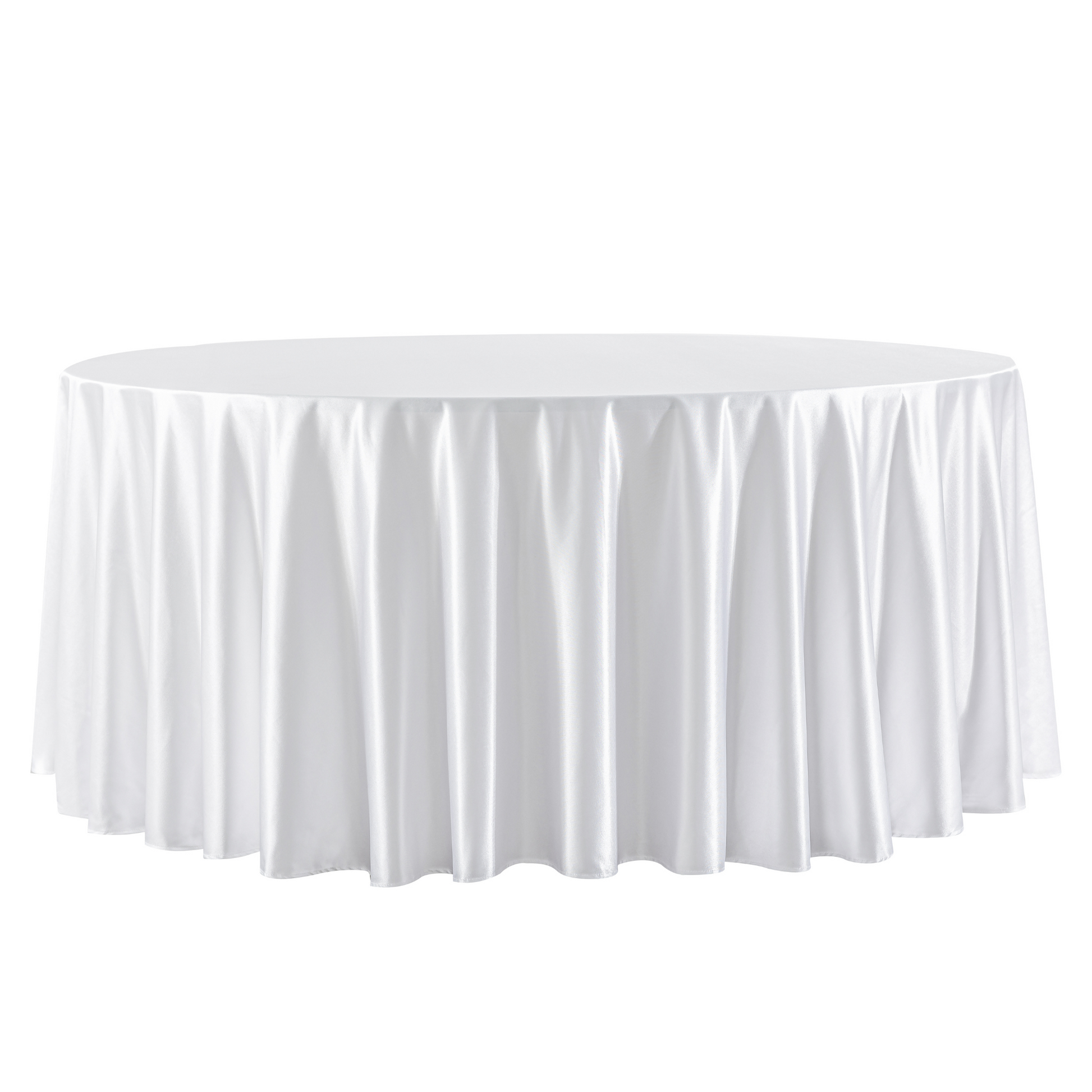 Premium Satin (Wrinkle-Resistant) 132" Round Tablecloth - White
