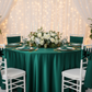 wedding with Premium Satin (Wrinkle-Resistant) 120" Round Tablecloth - Emerald Green and emerald green chair sash tie
